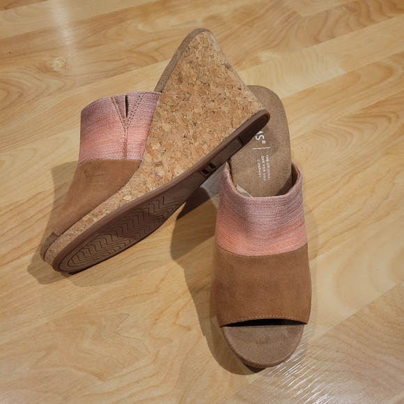 TOMS Monica Cork Wedge Mule Espadrille Sandals Size 8.5 New - Picture 2 of 11